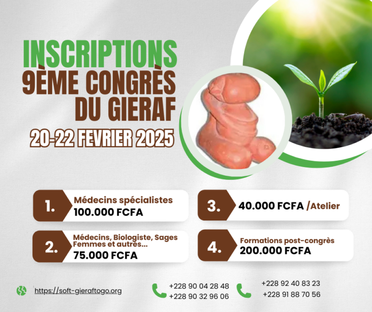 Lire la suite à propos de l’article Informations concernant les frais de participation au 9ème Congrès du GIERAF à Lomé.​